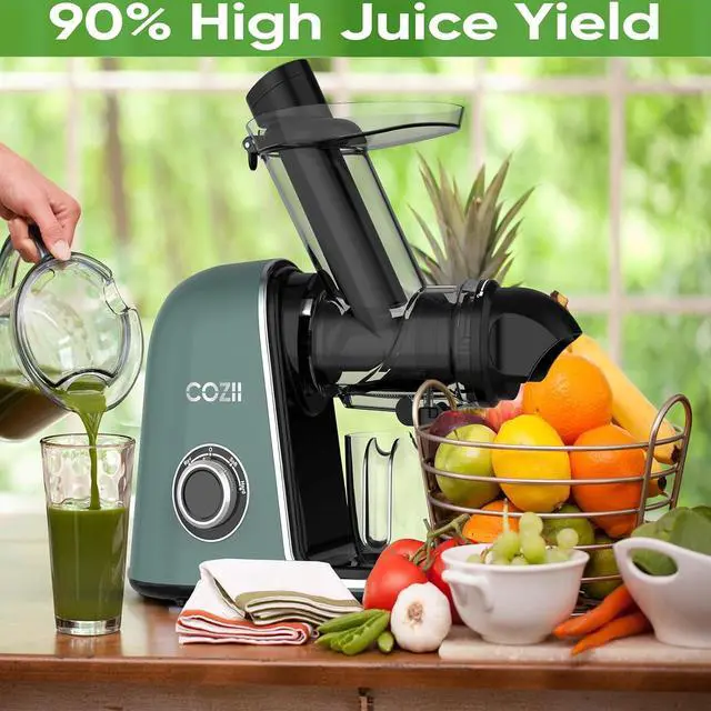 Alt view image 2 of 7 - COZII Cold Press Juicer,Non-Clog Slow Masticating Juicer Soft/hard Mode & Quiet Motor,3.6 Inch Large Feed Chute For Vegetable and Fruit,Easy to Clean Juicer Machines,Dishwasher Safe,High Juice Yield