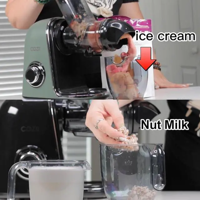 Alt view image 6 of 7 - COZII Cold Press Juicer,Non-Clog Slow Masticating Juicer Soft/hard Mode & Quiet Motor,3.6 Inch Large Feed Chute For Vegetable and Fruit,Easy to Clean Juicer Machines,Dishwasher Safe,High Juice Yield