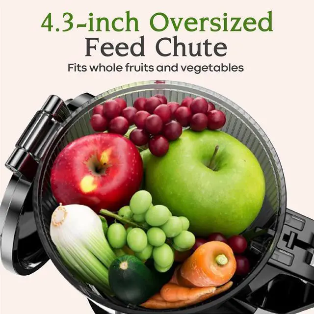 Alt view image 5 of 7 - Cold Press Juicer, Anybear 200W Slow Masticating Juicer 4.3" Large Feed Chute Fit Whole Fruits Vegetables | Heavy-Duty Auger | Tritan Material | BPA Free | Juice Recipes (Silver)