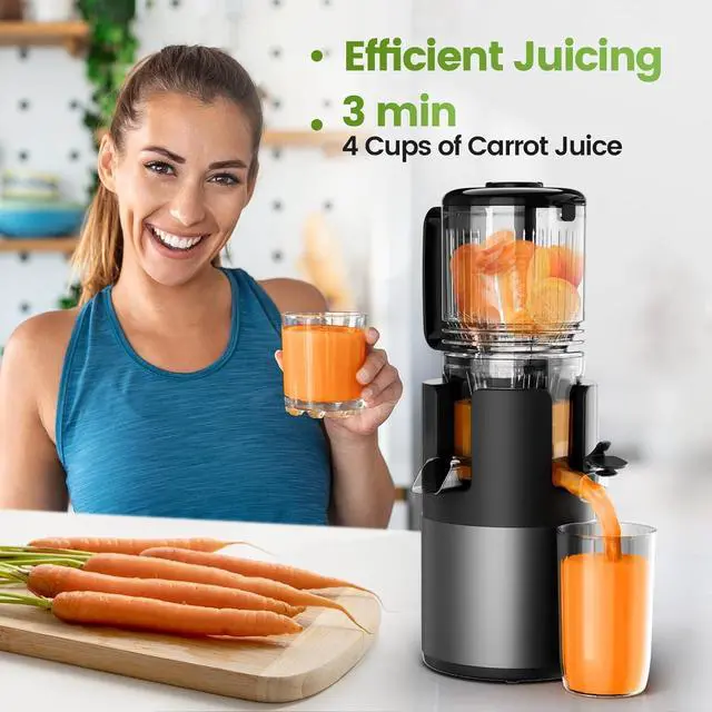 Alt view image 2 of 7 - Cold Press Juicer Machines, High Nutrient Retention, 99% Juice Yield, 5.3" Wide Feed Chute for Whole Fruits & Vegetables, Quiet Slow Masticating Juicer, BPA-Free, Easy to Clean