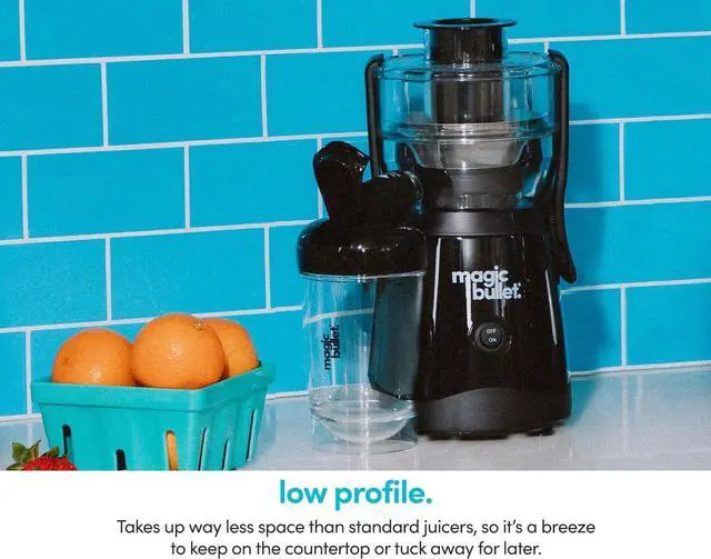 Alt view image 3 of 7 - Magic Bullet® Mini Juicer, Countertop Space-Saving, 2" Feed Chute for Fruits and Vegetables, 400W, 16oz Cup, Compact Design, Black, MBJ50100AK