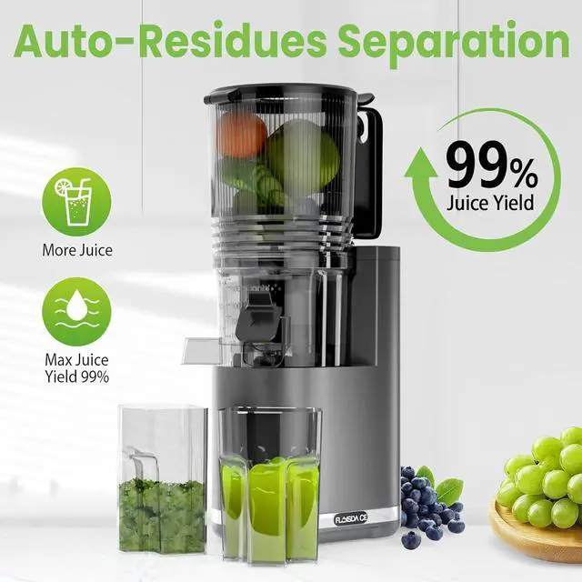 Alt view image 3 of 7 - Cold Press Juicer, 6.5" Extra Large Feed Chute Juicer Machines, 350W Slow Masticating Juicer Machines with High Juice Yield for Whole Vegetables & Fruits, BPA Free, Titanium Gray, Easy to Clean