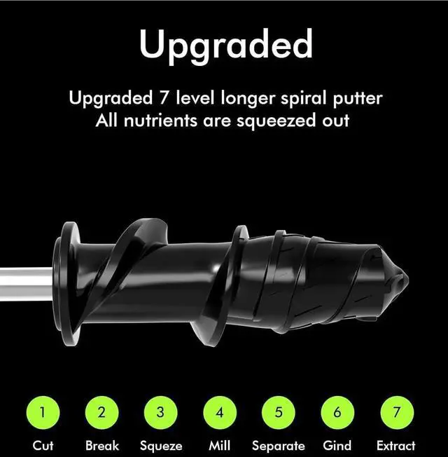 Alt view image 6 of 7 - SiFENE Cold Press Juicer Machine, Compact Single Serve Slow Masticating Juicer, Vegetable and Fruit Juice Extractor Maker Squeezer, Easy to Clean, Non-BPA, Grey