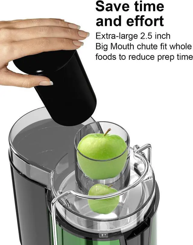 Alt view image 2 of 6 - Easy to Clean Juicer Machines, SiFENE 3" Big Mouth Centrifugal Juicer Extractor for Fruits & Vegetables, Compact Juicing Maker, Non-BPA (Green)
