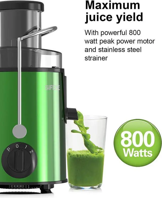 Alt view image 3 of 6 - Easy to Clean Juicer Machines, SiFENE 3" Big Mouth Centrifugal Juicer Extractor for Fruits & Vegetables, Compact Juicing Maker, Non-BPA (Green)