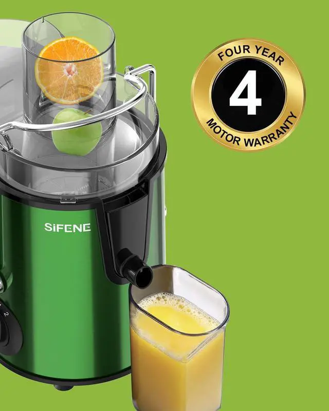 Alt view image 5 of 6 - Easy to Clean Juicer Machines, SiFENE 3" Big Mouth Centrifugal Juicer Extractor for Fruits & Vegetables, Compact Juicing Maker, Non-BPA (Green)