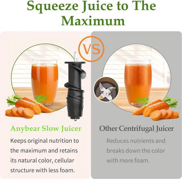 Alt view image 2 of 7 - Masticating Juicer Machines, 3.5" Large Feed Chute Cold Press Juicer Fit Whole Fruits Vegetables with Quiet Motor | 5 Speed Modes | Easy to Clean with Brush | BPA Free