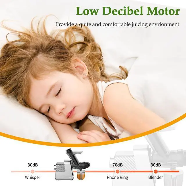 Alt view image 6 of 7 - Masticating Juicer Machines, 3.5" Large Feed Chute Cold Press Juicer Fit Whole Fruits Vegetables with Quiet Motor | 5 Speed Modes | Easy to Clean with Brush | BPA Free