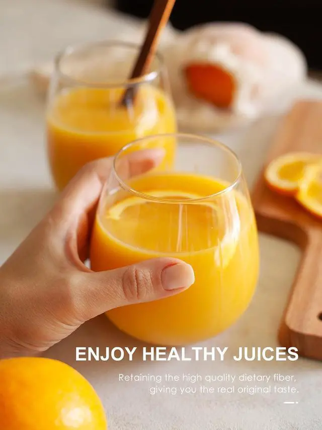 Alt view image 4 of 7 - QCen Electric Citrus Juicer Squeezer, Electric Juicer for Orange, Lemon and Limes with Rubber Handle and Two Size Cones, Anti-Drip Spout, Easy to Clean and Use, BPA Free, Black/Stainless Steel