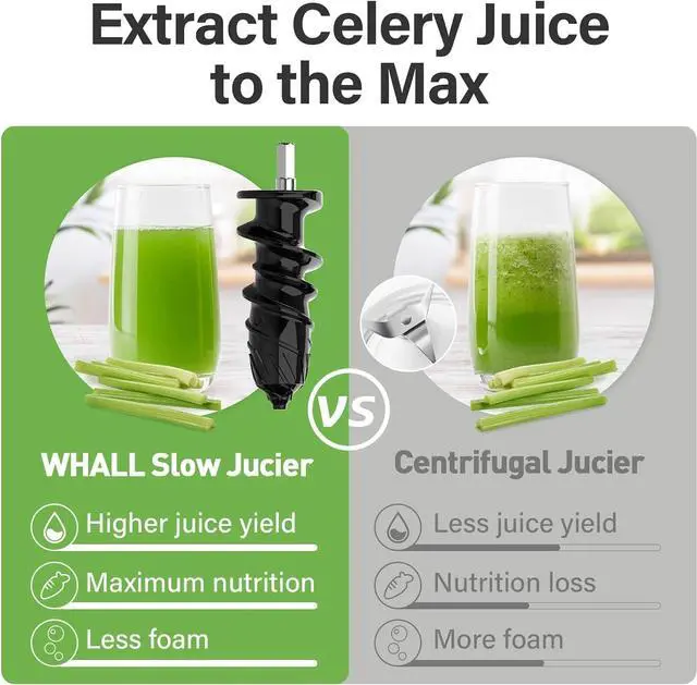 Alt view image 3 of 6 - whall Masticating Slow Juicers, Juicer Machines, Cold Press Juicers, Professional Stainless Juice Machines for Vegetable and Fruit, Touchscreen Cold Press Juicer with 2 Speed Modes, Easy Clean,Grey