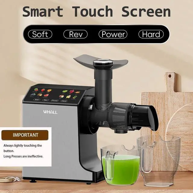 Alt view image 2 of 6 - whall Masticating Slow Juicers, Juicer Machines, Cold Press Juicers, Professional Stainless Juice Machines for Vegetable and Fruit, Touchscreen Cold Press Juicer with 2 Speed Modes, Easy Clean,Grey