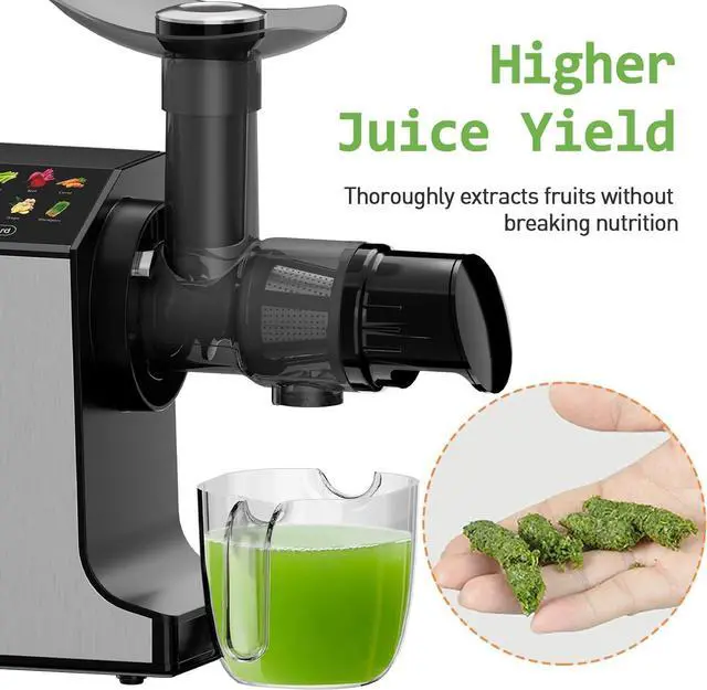 Alt view image 4 of 6 - whall Masticating Slow Juicers, Juicer Machines, Cold Press Juicers, Professional Stainless Juice Machines for Vegetable and Fruit, Touchscreen Cold Press Juicer with 2 Speed Modes, Easy Clean,Grey