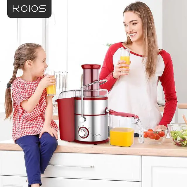 Alt view image 7 of 7 - 1300W KOIOS Centrifugal Juicer Machines, Juice Extractor with Extra Large 3inch Feed Chute, Full Copper Motor, Titanium-Plated Filter, High Juice Yield, 3 Speeds Mode, Brush included, Non-BPA, Red
