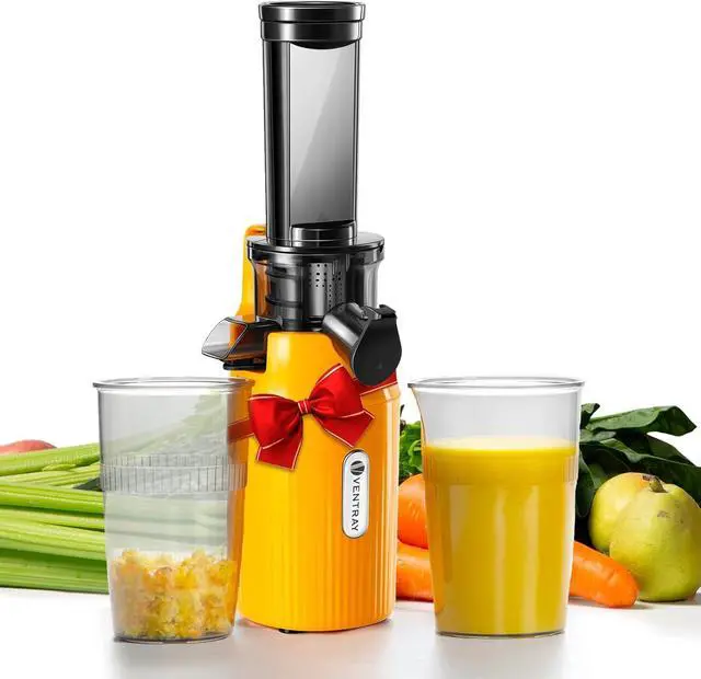 Main image of Ventray Ginnie Mini Cold Press Juicer, Small Slow Masticating Juicer for Vegetables and Fruits, High Juice Yield, Easy to Clean, Space-Saving, Fit for Personal/Travel/Picnic/Office - Yellow