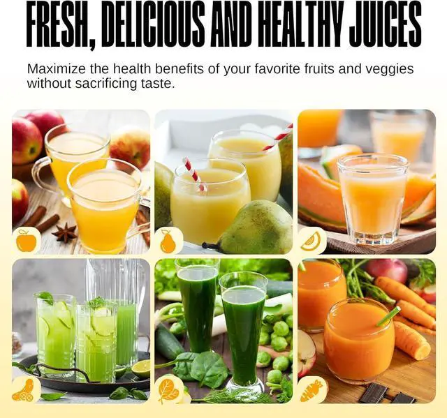 Alt view image 7 of 7 - Ventray Ginnie Mini Cold Press Juicer, Small Slow Masticating Juicer for Vegetables and Fruits, High Juice Yield, Easy to Clean, Space-Saving, Fit for Personal/Travel/Picnic/Office - Yellow
