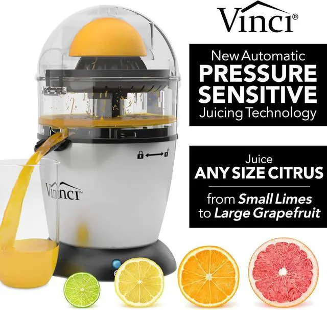Alt view image 2 of 7 - Vinci Hands Free Electric Citrus Juicer, 1-Button Juicer Machine, Orange Lime Grapefruit Lemon Squeezer, Easy to Clean Orange Juicer Squeezer, Black/Stainless Steel