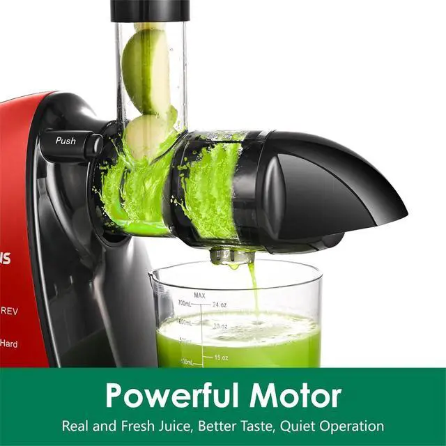 Alt view image 3 of 7 - Slow Masticating Juicer,Brecious Cold Press Juicers with 2 Speed Modes & Quiet Motor,Juicers Machines Vegetable and Fruit with Reverse Function,Celery Juicer,BPA-Free,Easy to Clean (Red
