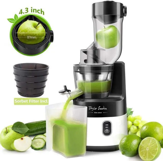 Alt view image 7 of 7 - Juicer Machines, Taylor Swoden 200W Cold Press Juicer 3.4in Large Feed Chute Slow Masticating Juicer BPA-Free Juice Extractor with Quiet Motor, Easy to Clean, Recipes for Fruit, Vegetable and Sorbet