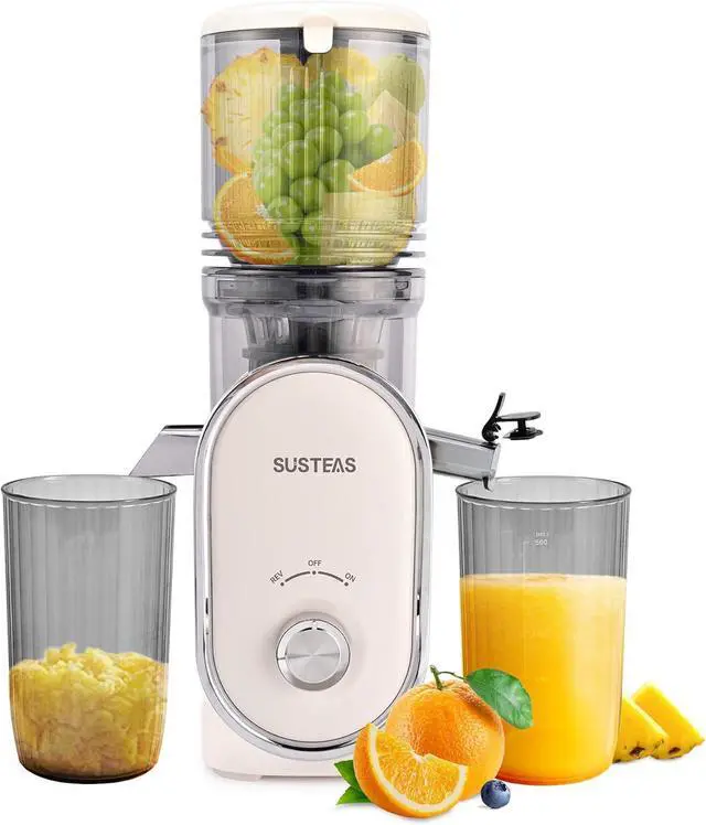 Main image of SUSTEAS Cold Press Juicer, 5.3" Feed Chute Slow Masticating Machines with 300W, Fit Whole Fruits & Vegetables, Easy to Clean, High Juice Yield, White