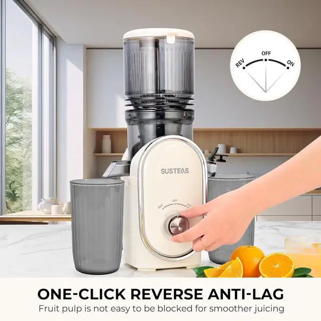 Alt view image 5 of 7 - SUSTEAS Cold Press Juicer, 5.3" Feed Chute Slow Masticating Machines with 300W, Fit Whole Fruits & Vegetables, Easy to Clean, High Juice Yield, White