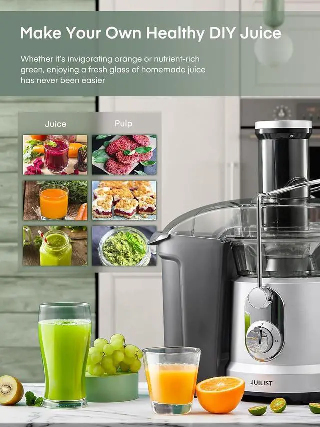 Alt view image 6 of 7 - 1300W Juicer Machines, Juilist Powerful Juice Extractor Machine with 3.2" Wide Mouth for Whole Fruits & Veggies, Fast Juicing Fruit Juicer for Beet, Celery, Carrot, Apple, Easy to Clean, BPA-Free