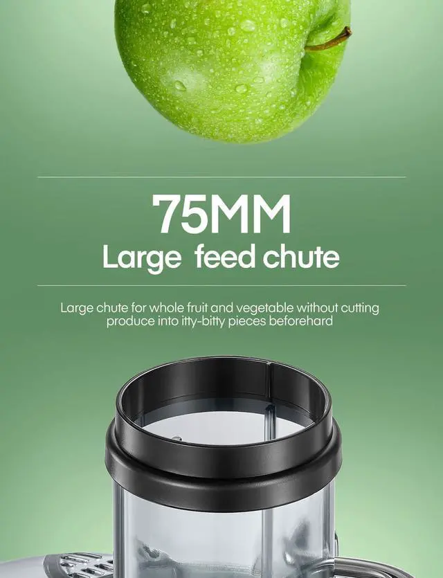 Alt view image 3 of 7 - Juicer Machines, FOHERE 1000W Juicer Whole Fruit and Vegetables, Quick Juicing Easy to Clean, 75MM Large Feed Chute, Dual Speed Setting and Non-Slip Feet, Silver
