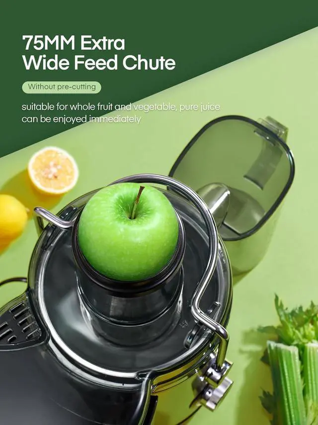 Alt view image 5 of 7 - Juicer Machines, FOHERE 1000W Juicer Whole Fruit and Vegetables, Quick Juicing Easy to Clean, 75MM Large Feed Chute, Dual Speed Setting and Non-Slip Feet, Silver