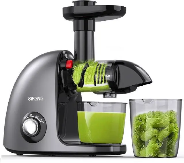 Main image of Cold Press Juicer, SiFENE Slow Masticating Juicer Machines for Fruit Vegetable, Juice Yield Maker Extractor with Quiet Motor Anti-Clog System, Easy to Clean, Gray