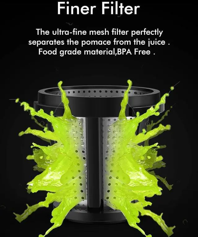 Alt view image 5 of 7 - Cold Press Juicer, SiFENE Slow Masticating Juicer Machines for Fruit Vegetable, Juice Yield Maker Extractor with Quiet Motor Anti-Clog System, Easy to Clean, Gray