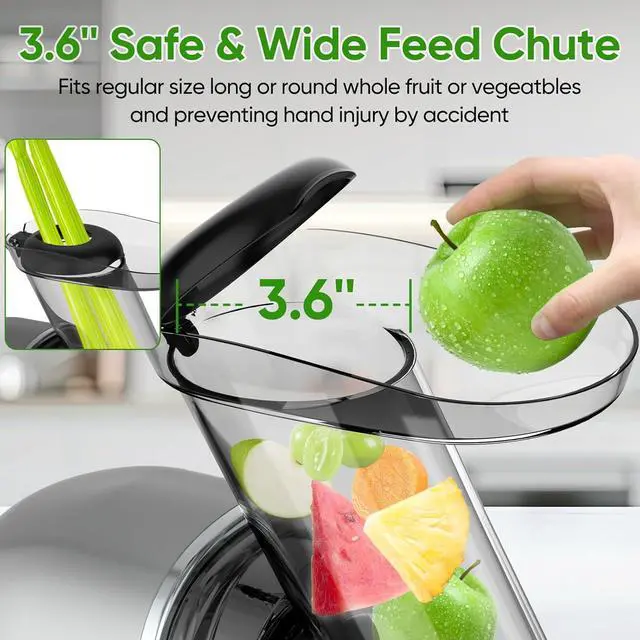 Main image of COZII Cold Press Juicer Machines,Slow Masticating Juicer Extractor Soft/hard Mode, 3.6" Large Feed Chute For Vegetable and Fruit, Easy to Clean Juicer, Quiet Motor, High Juice Yield