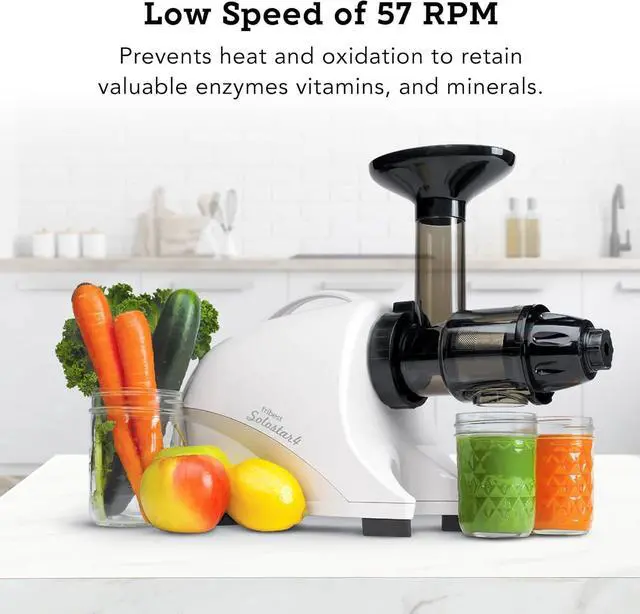 Alt view image 2 of 7 - Tribest Solostar SS-4200-B Horizontal Slow Masticating Juicer, Single Auger Cold Press Juicer & Juice Extractor, White