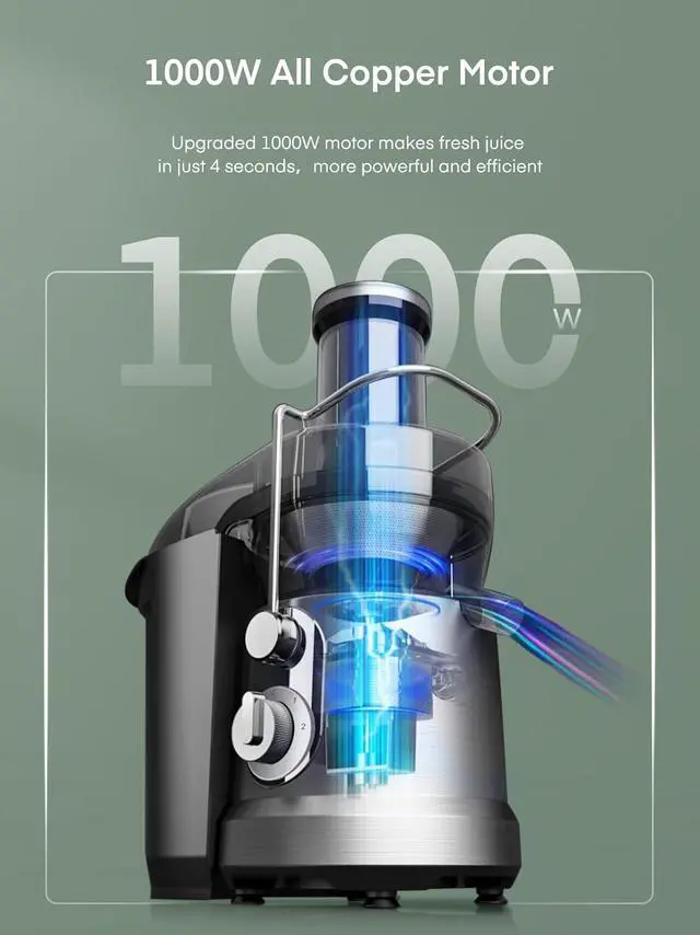 Alt view image 2 of 7 - 1300W Juicer Machines, Juilist Powerful Juice Extractor Machine with 3.2" Wide Mouth for Whole Fruits & Veggies, Fast Juicing Fruit Juicer for Beet, Celery, Carrot, Apple, Easy to Clean, BPA-Free