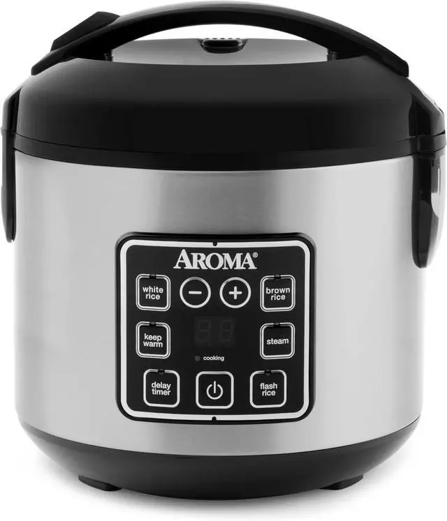 Main image of AROMA Digital Rice Cooker, 4-Cup (Uncooked) / 8-Cup (Cooked), Steamer, Grain Cooker, Multicooker, 2 Qt, Stainless Steel Exterior, ARC-914SBD