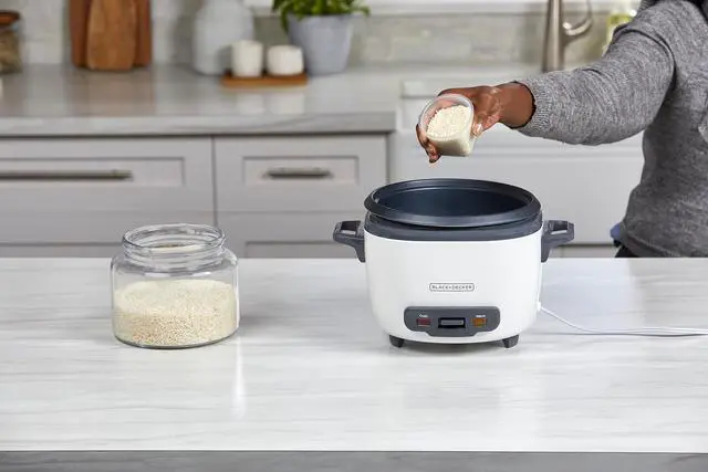 Alt view image 2 of 7 - BLACK+DECKER 16-Cup Rice Cooker, 8-Cup Uncooked Rice, Steaming Basket, Removable Non-Stick Bowl, One Touch, Keep Warm