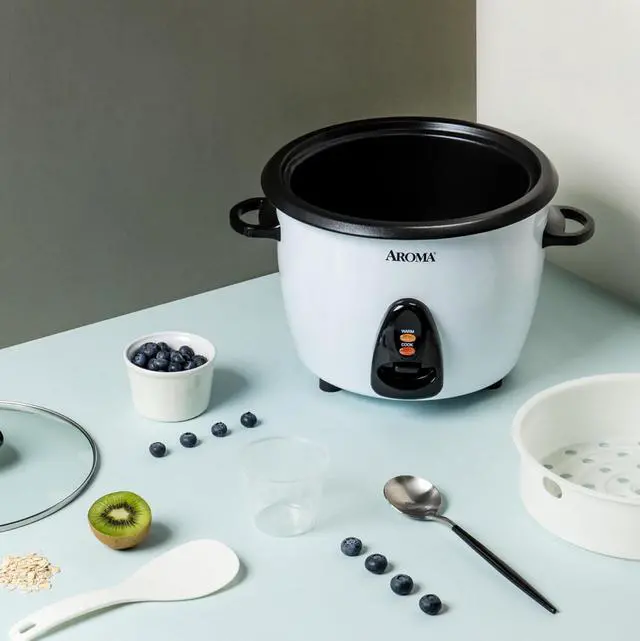 Alt view image 2 of 3 - Aroma Housewares ARC-360-NGP 20-Cup Pot-Style Rice Cooker & Food Steamer, White