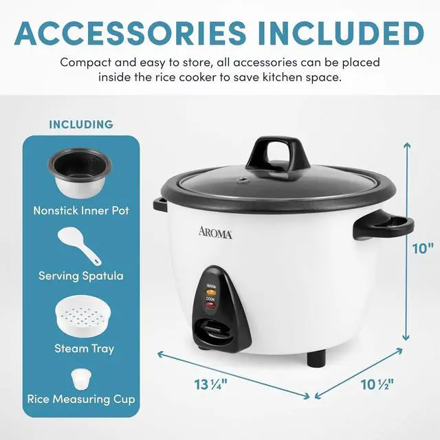 Alt view image 3 of 3 - Aroma Housewares ARC-360-NGP 20-Cup Pot-Style Rice Cooker & Food Steamer, White