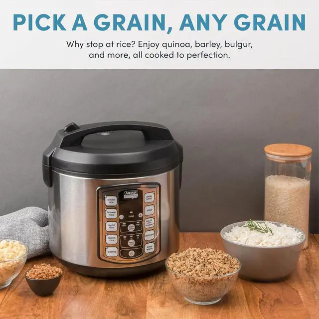 Alt view image 4 of 6 - Aroma Housewares Professional Plus ARC-5000SB 20 Cup (Cooked) Digital Rice Cooker, Food Steamer, Slow Cooker, Stainless Exterior/Nonstick Pot, Silver, Black, 10-cup uncooked/20-cup cooked/4QT