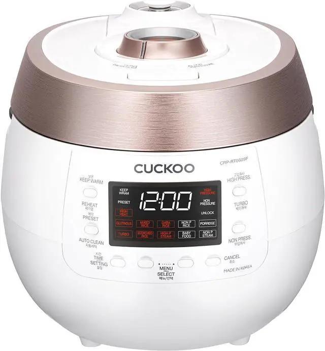 Main image of CUCKOO CRP-RT0609FW 6-Cup (Uncooked) / 12-Cup (Cooked) Twin Pressure Rice Cooker & Warmer with Nonstick Inner Pot, 14 Menu Options, Safe Steam Release, 3 Voice Guide, Auto Clean (White)