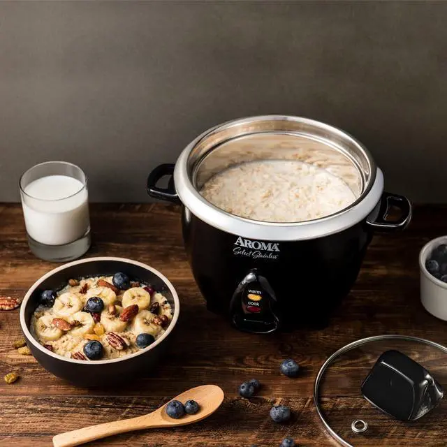Alt view image 7 of 7 - Aroma Housewares Select Stainless Rice Cooker & Warmer with Uncoated Inner Pot, 3-Cup(uncooked)/6-Cup(cooked)/ 1.2Qt, ARC-753SGB, Black
