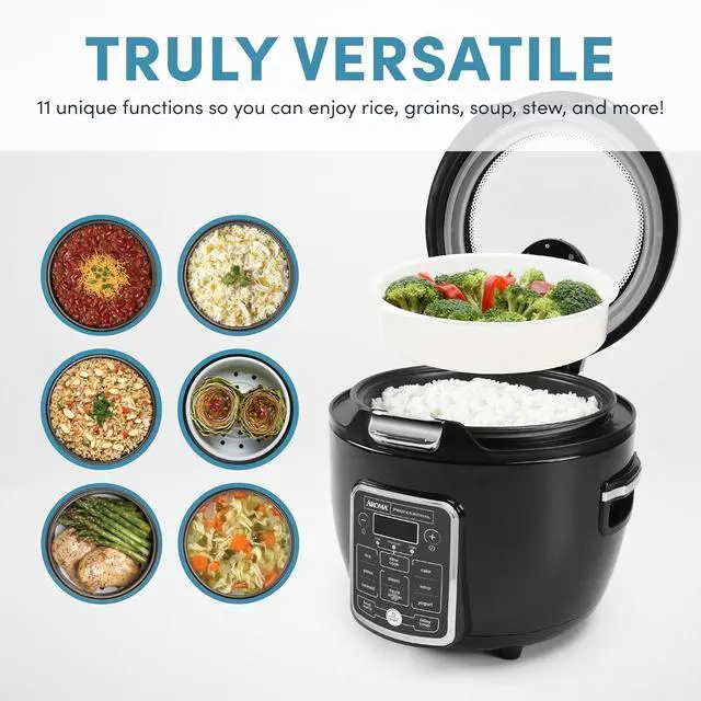 Alt view image 2 of 6 - Aroma Professional ARC-1230R Cool Touch Glass Lid, Food Steamer, Slow Cooker, Multicooker with 11 Preset Functions, Steam Tray, Measuring Cup, Rice Spatula, 20 Cooked