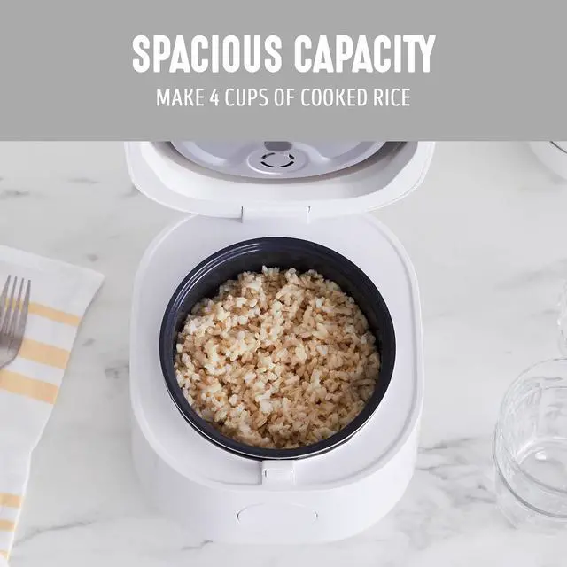 Alt view image 5 of 7 - GreenLife Digital Rice Cooker, 2-Cups Uncooked/4-Cups Cooked, Removable Nonstick Ceramic PFAS-Free Pot, One-Touch Presets, Oats, Quinoa, Brown Rice, Auto Keep Warm, Fuzzy Logic Tech, 1.5 QT, White