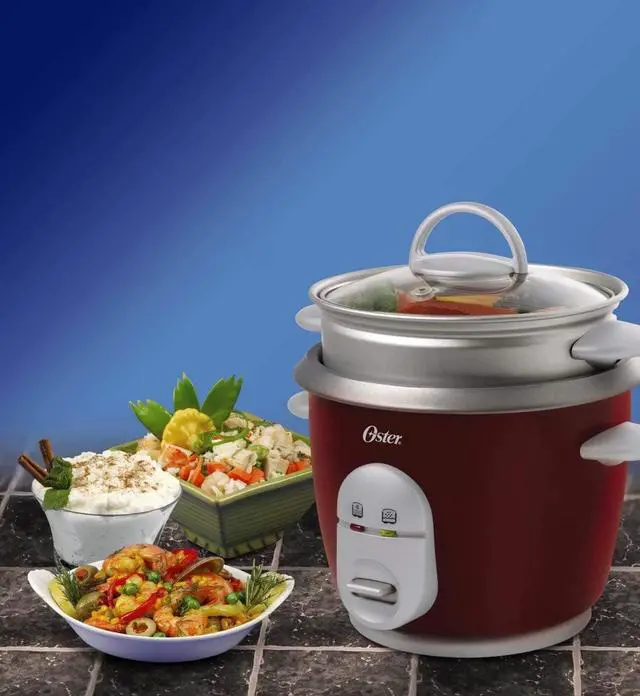 Alt view image 4 of 4 - Oster 6-Cup Rice Cooker with Steamer, Red (004722-000-000)