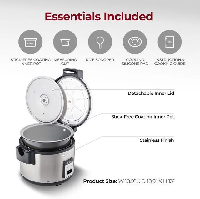 Alt view image 2 of 7 - CUCKOO CR-3032 30-Cup (Uncooked) / 60-Cup (Cooked) Large Capacity Commercial Rice Cooker & Warmer with Nonstick Inner Pot, Switch Press (Silver/Black)