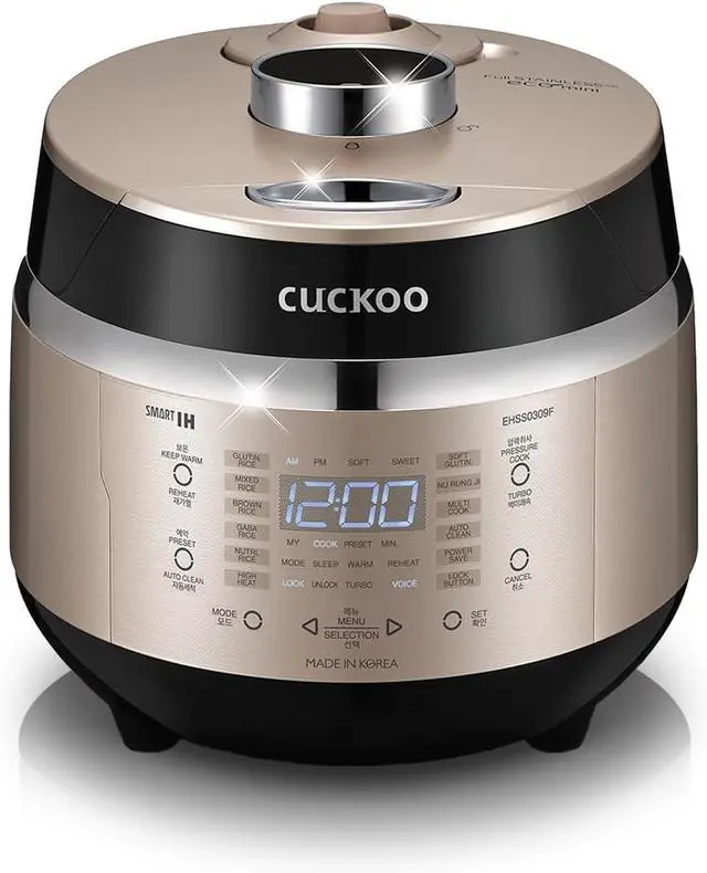Main image of CUCKOO CRP-EHSS0309FG 3-Cup (Uncooked) / 6-Cup (Cooked) Induction Heating Pressure Rice Cooker with Nonstick Inner Pot, 16 Menu Modes, Fuzzy Logic Tech, 3 Voice Guide, Auto Clean (Gold)