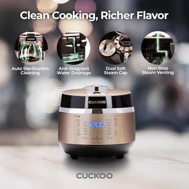 Alt view image 6 of 7 - CUCKOO CRP-EHSS0309FG 3-Cup (Uncooked) / 6-Cup (Cooked) Induction Heating Pressure Rice Cooker with Nonstick Inner Pot, 16 Menu Modes, Fuzzy Logic Tech, 3 Voice Guide, Auto Clean (Gold)