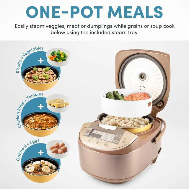 Alt view image 2 of 7 - Aroma Housewares ARC-6106 Aroma Professional 6 Cups Uncooked Rice, Slow Cooker, Food Steamer, MultiCooker, Champagne