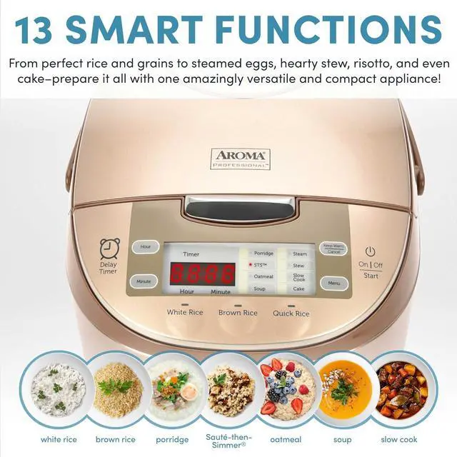 Alt view image 4 of 7 - Aroma Housewares ARC-6106 Aroma Professional 6 Cups Uncooked Rice, Slow Cooker, Food Steamer, MultiCooker, Champagne
