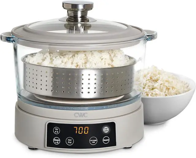 Main image of COOK WITH COLOR 3L Glass Low Carb Rice Cooker - Makes 6 Cups Low Sugar Rice with Auto Lift Filter Basket, Hotpot & Steamer for Rice, Grains and Oats, Digital Panel with Keep Warm Function, Sand