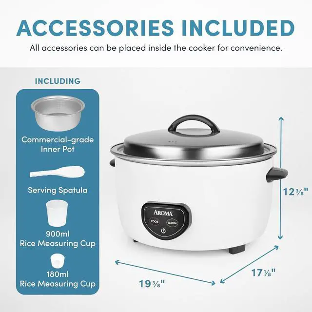 Alt view image 4 of 6 - Aroma Housewares Commercial 60-Cup (Cooked) / 14Qt. Rice & Grain Cooker (ARC-1430E), White