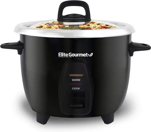 Main image of Elite Gourmet ERC2010B Electric Rice Cooker with Stainless Steel Inner Pot Makes Soups, Stews, Porridge's, Grains and Cereals, 10 cups cooked (5 Cups uncooked), Black